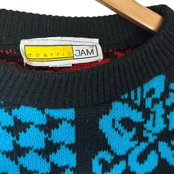 Vintage Traffic Jam Sweater | 80s Colorblock | Hawaiian Floral - Picture 2 of 5